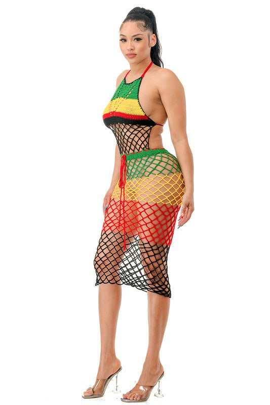Jamaican Crochet Midi Dress