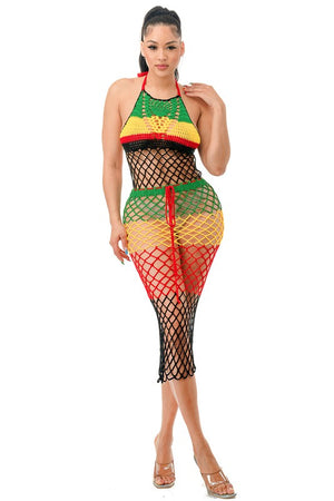 Jamaican Crochet Midi Dress