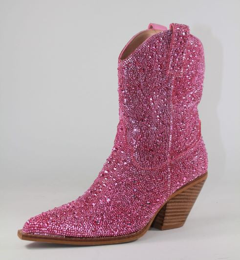 Spurs & Bling Rhinestone Cowboy Boots (Pink Rhinestone) · NanaMacs